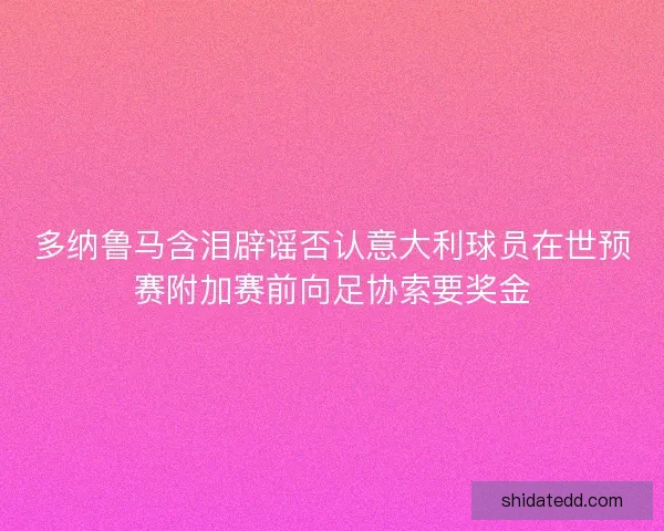 多纳鲁马含泪辟谣否认意大利球员在世预赛附加赛前向足协索要奖金